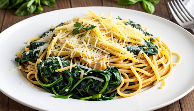 Makaron z kurczakiem i szpinakiem - połączenie smaków