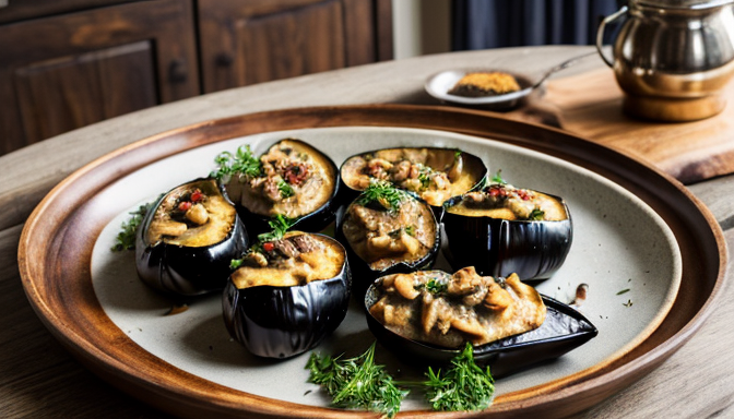 Przepis na bakłażana faszerowanego pieczarkami