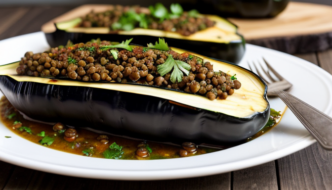 Przepis na bakłażana faszerowanego soczewicą